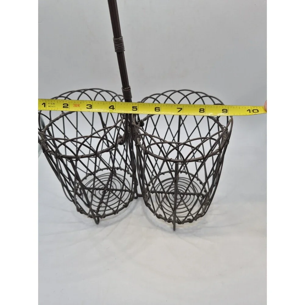 Metal Black Wire Wicker 2 Caddy Carrier Tote W/ Handle Wine Caddy Utensil Caddy